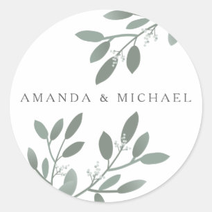 Elegant Eucalyptus Wedding Envelope Seal Ronde Sticker
