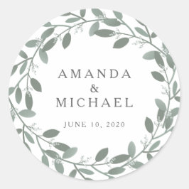 Elegant Eucalyptus Wedding Envelope Seal Ronde Sticker