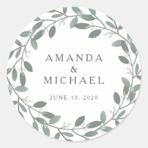 Elegant Eucalyptus Wedding Envelope Seal Ronde Sticker