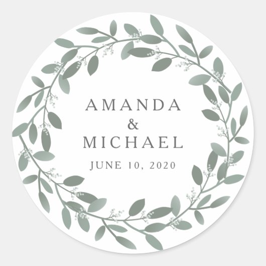 Elegant Eucalyptus Wedding Envelope Seal Ronde Sticker (Voorkant)