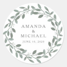 Elegant Eucalyptus Wedding Envelope Seal Ronde Sticker