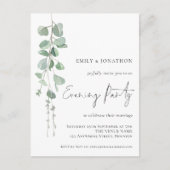 Elegant Eucalyptus Wedding Evening Party Invite Briefkaart (Voorkant)