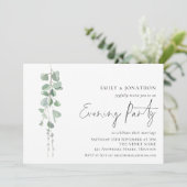 Elegant Eucalyptus Wedding Evening Party Kaart (Staand voorkant)