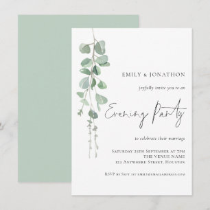 Elegant Eucalyptus Wedding Evening Party Kaart
