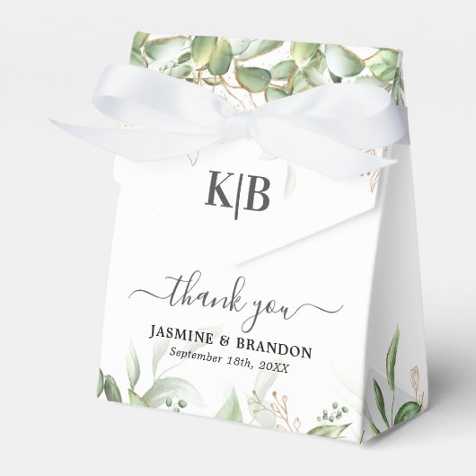 Elegant Eucalyptus Wedding Favor Box Bedankdoosjes (Voorkant Zijde)