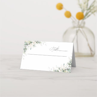 Elegant Eucalyptus Wedding Folded Place Cards Plaatskaartje