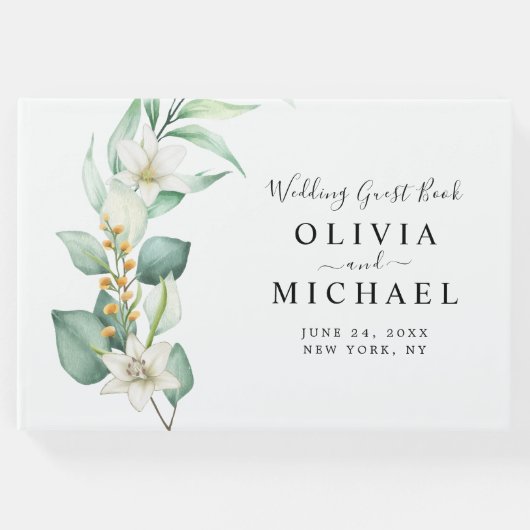 Elegant Eucalyptus Wedding Gastenboek (Voorkant)
