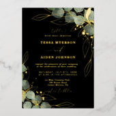 Elegant Eucalyptus Wedding Gold Foil Uitnodiging (Voorkant)