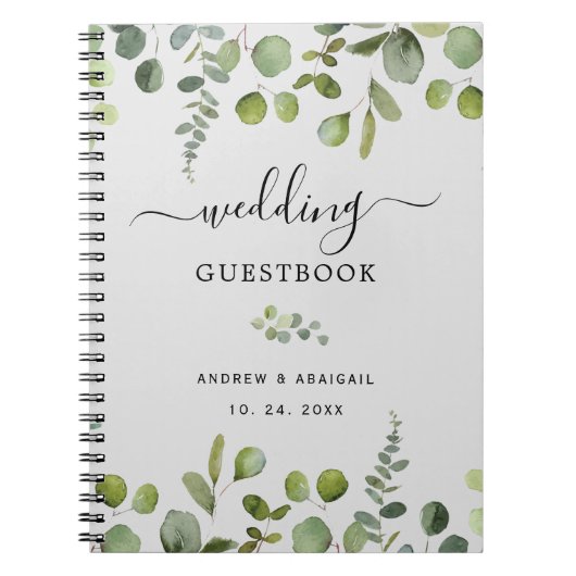 Elegant Eucalyptus Wedding Guestbook Notitieboek (Voorkant)