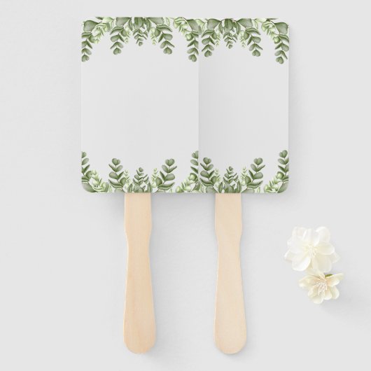 Elegant Eucalyptus Wedding Hand Fan Handwaaier (Voorkant en achterkant)