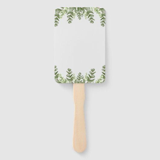 Elegant Eucalyptus Wedding Hand Fan Handwaaier (Achterkant)