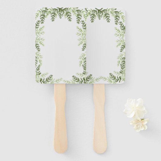 Elegant Eucalyptus Wedding Handwaaier (Voorkant en achterkant)