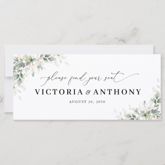 Elegant Eucalyptus Wedding Head Table Sign (Voorkant)