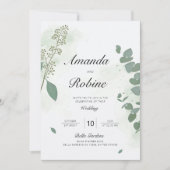 Elegant Eucalyptus Wedding Kaart (Voorkant)