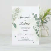 Elegant Eucalyptus Wedding Kaart (Staand voorkant)