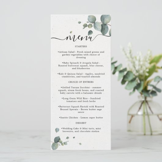 Elegant Eucalyptus Wedding Menu (Staand voorkant)