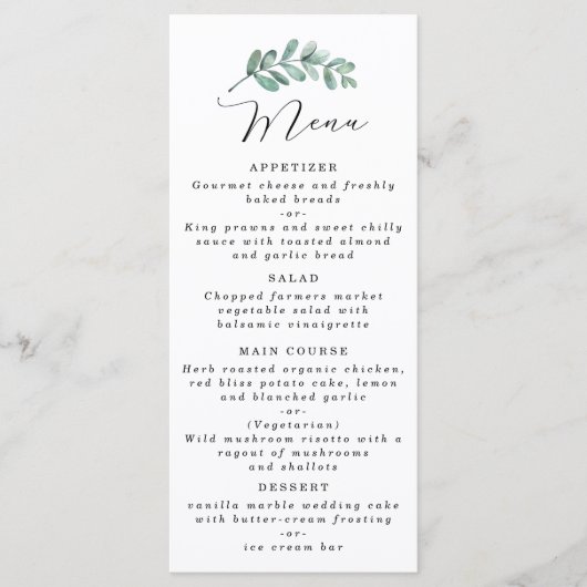 Elegant Eucalyptus Wedding Menu (Voorkant)