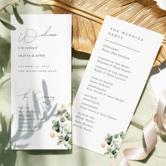 Elegant Eucalyptus Wedding Programme