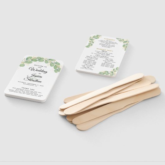 Elegant Eucalyptus Wedding Programme Handwaaier (Niet-gemonteerd)