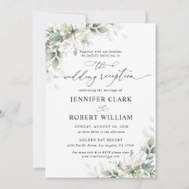 Elegant Eucalyptus Wedding Reception Invitation  Kaart