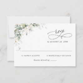Elegant Eucalyptus Wedding RSVP Card Kaartje