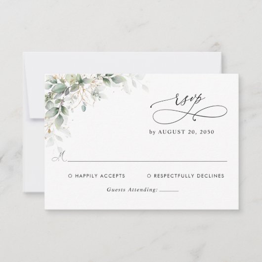 Elegant Eucalyptus Wedding RSVP Card Kaartje (Voorkant)