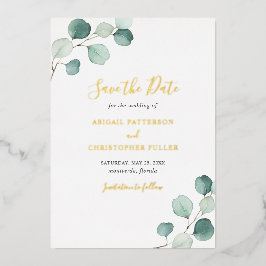 Elegant Eucalyptus Wedding Save the Date Folie Uitnodiging