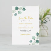 Elegant Eucalyptus Wedding Save the Date Folie Uitnodiging (Staand Voorkant)
