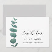 Elegant Eucalyptus Wedding Save the Date Kaart (Voorkant / Achterkant)