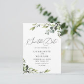Elegant Eucalyptus Wedding Save the Date QR Code Briefkaart (Staand voorkant)