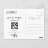 Elegant Eucalyptus Wedding Save the Date QR Code Briefkaart (Achterkant)