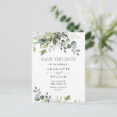 Elegant Eucalyptus Wedding Save the Date QR Code Briefkaart (Staand voorkant)