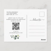 Elegant Eucalyptus Wedding Save the Date QR Code Briefkaart (Achterkant)