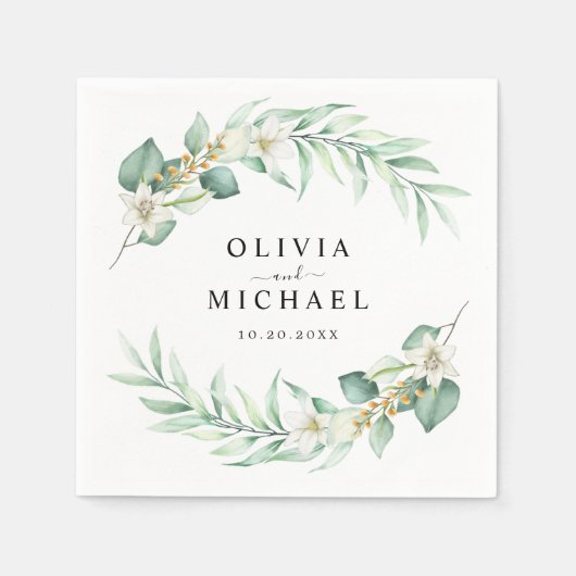 Elegant Eucalyptus Wedding Servet (Voorkant)