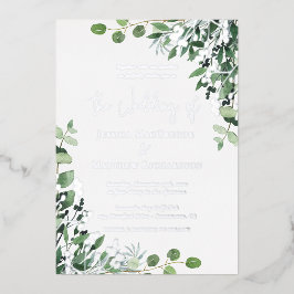 Elegant Eucalyptus Wedding Silver Folie Uitnodiging
