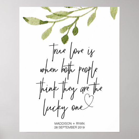 Elegant Eucalyptus Wedding True Love Welkom Poster (Voorkant)