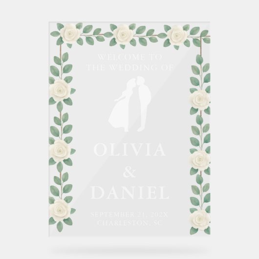 Elegant Eucalyptus Wedding Welcome Acryl Bord (Voorkant)