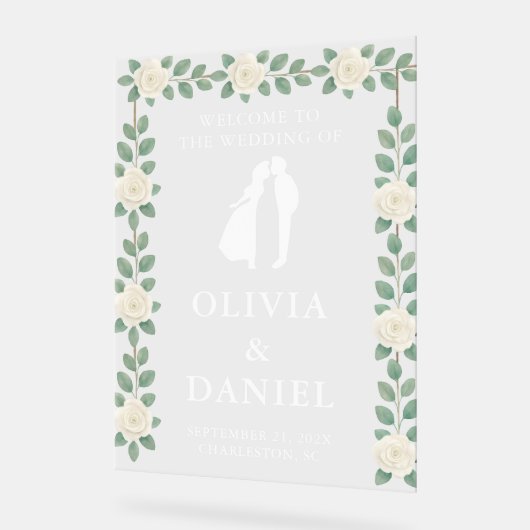 Elegant Eucalyptus Wedding Welcome Acryl Bord (Hoek)