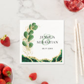 Elegant Eucalyptus White Emerald and Gold Wedding Servet (Insitu)