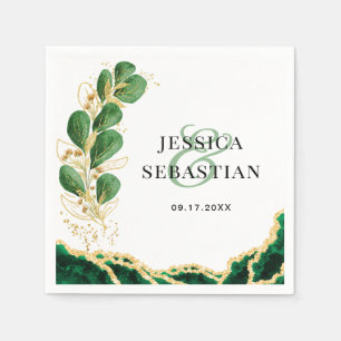 Elegant Eucalyptus White Emerald and Gold Wedding Servet