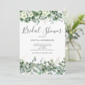 Elegant Eucalyptus White Foral Vrijgezellenfeest Kaart (Staand voorkant)