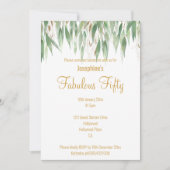 ELEGANT EUCALYPTUS WHITE GOLD CUSTOM INVITATION KAART (Voorkant)