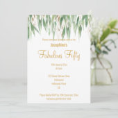 ELEGANT EUCALYPTUS WHITE GOLD CUSTOM INVITATION KAART (Staand voorkant)