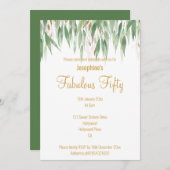ELEGANT EUCALYPTUS WHITE GOLD CUSTOM INVITATION KAART (Voorkant / Achterkant)