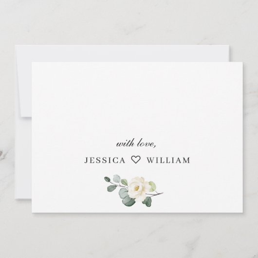 Elegant Eucalyptus White Roses 3 PHOTO Weddenschap Save The Date (Achterkant)
