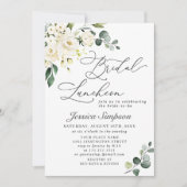 Elegant Eucalyptus White Roses Bridal Luncheon Kaart (Voorkant)