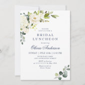 Elegant Eucalyptus White Roses BRIDAL LUNCHEON Kaart (Voorkant)