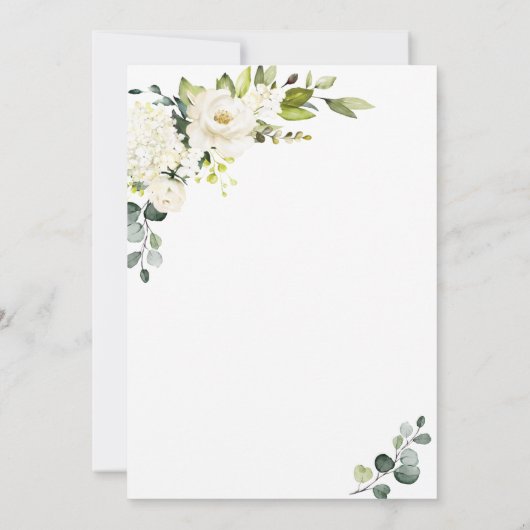 Elegant Eucalyptus White Roses Brunch & Bubble Kaart (Achterkant)