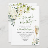 Elegant Eucalyptus White Roses Brunch & Bubble Kaart (Voorkant / Achterkant)