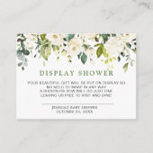 Elegant Eucalyptus White Roses Display Shower Informatiekaartje (Voorkant)